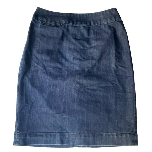 Coldwater Creek Women’s Above-knee Denim Skirt size 4 Petite, Solid Blue - Picture 1 of 9
